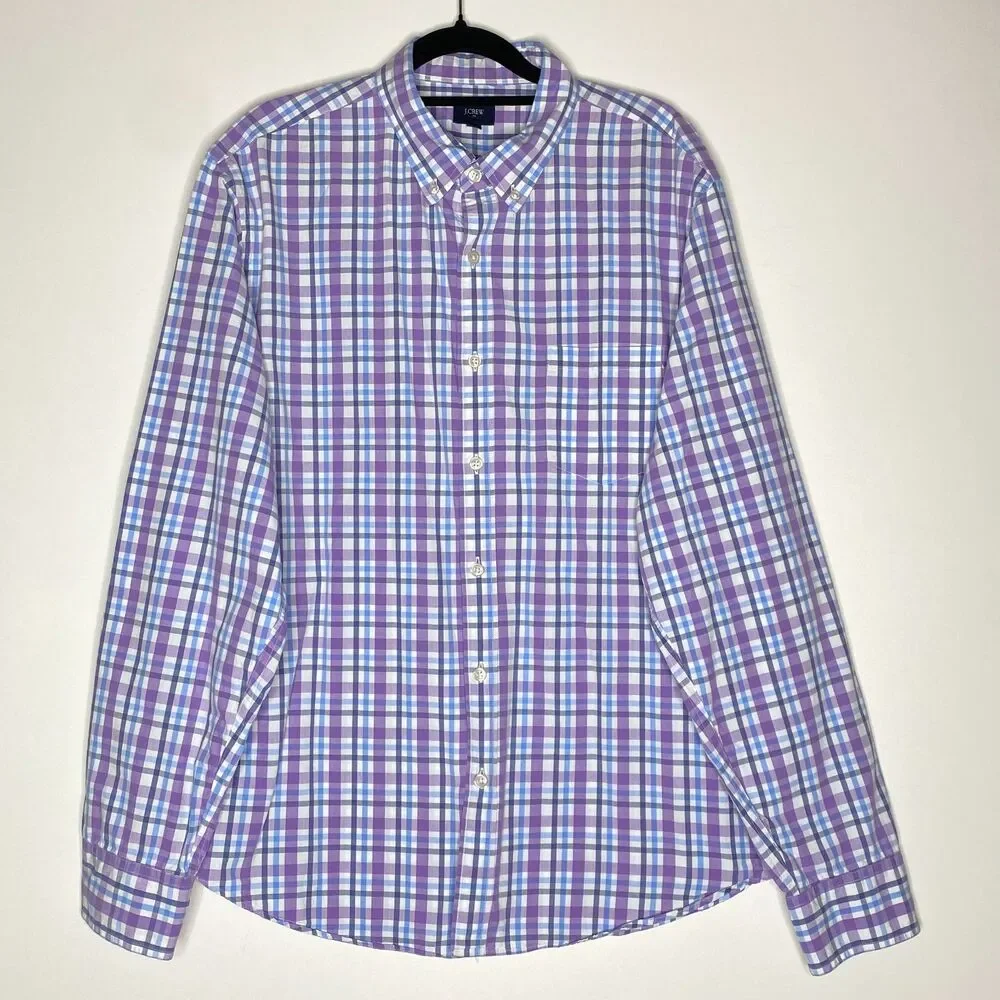 J. Crew Plaid Button Down Long Sleeve Shirt Men's Size XL